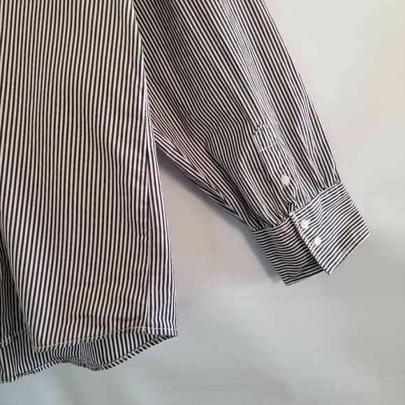 Tommy Hilfiger Striped Ruffled Tuxedo Shirt 20 Plus Button Blouse - Picture 10 of 15